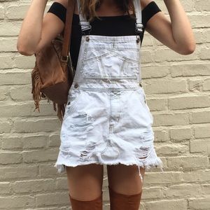 LF Carmar white denim overall skirt